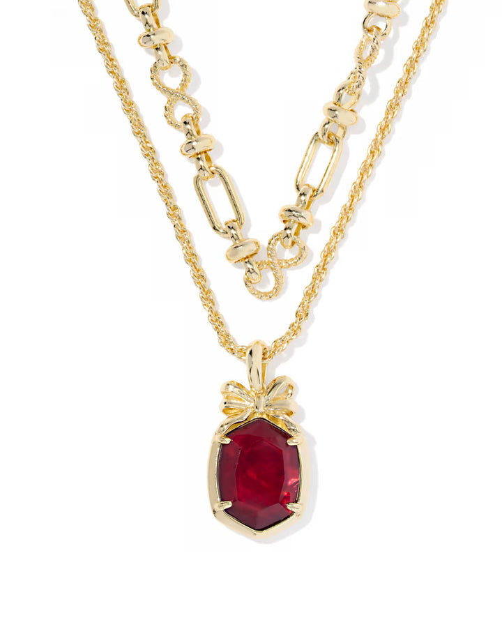 Kendra Scott Daphne Bow Multi Strand Necklace Dark Burgundy Illusion on Gold