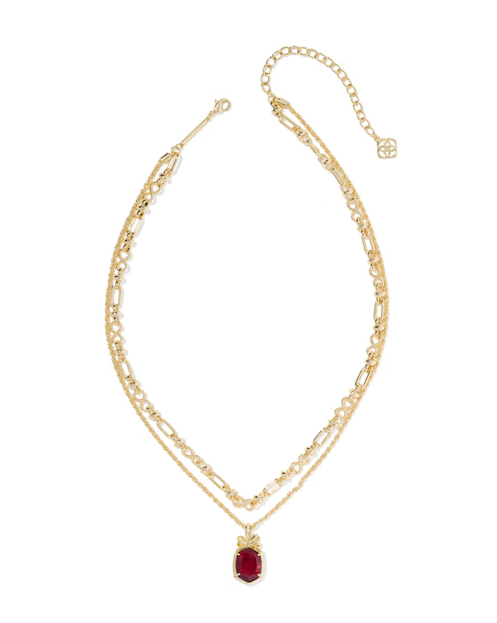 Kendra Scott Daphne Bow Multi Strand Necklace Dark Burgundy Illusion on Gold