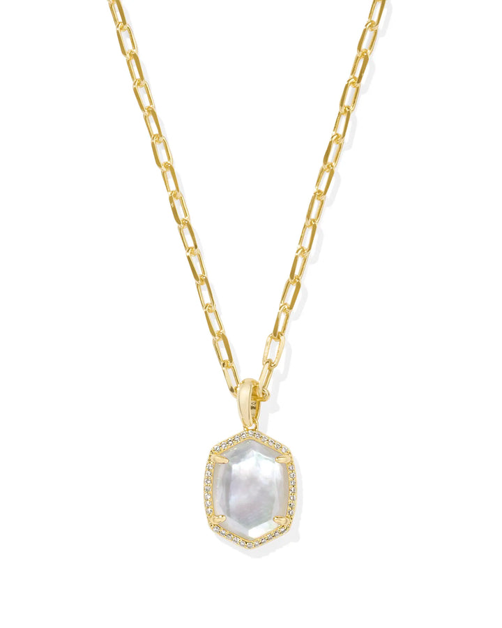 Kendra Scott Daphne Pave Framed Pendant Necklace in Gold & Iridescent Ivory Illusion (Copy)