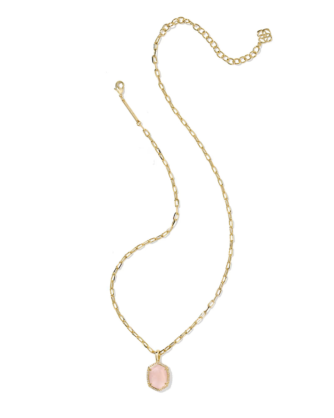 Kendra Scott Daphne Pave Frame Drop Earring Gold Rose Quartz