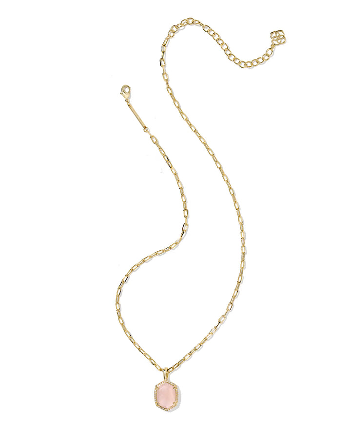 Kendra Scott Daphne Pave Frame Drop Earring Gold Rose Quartz