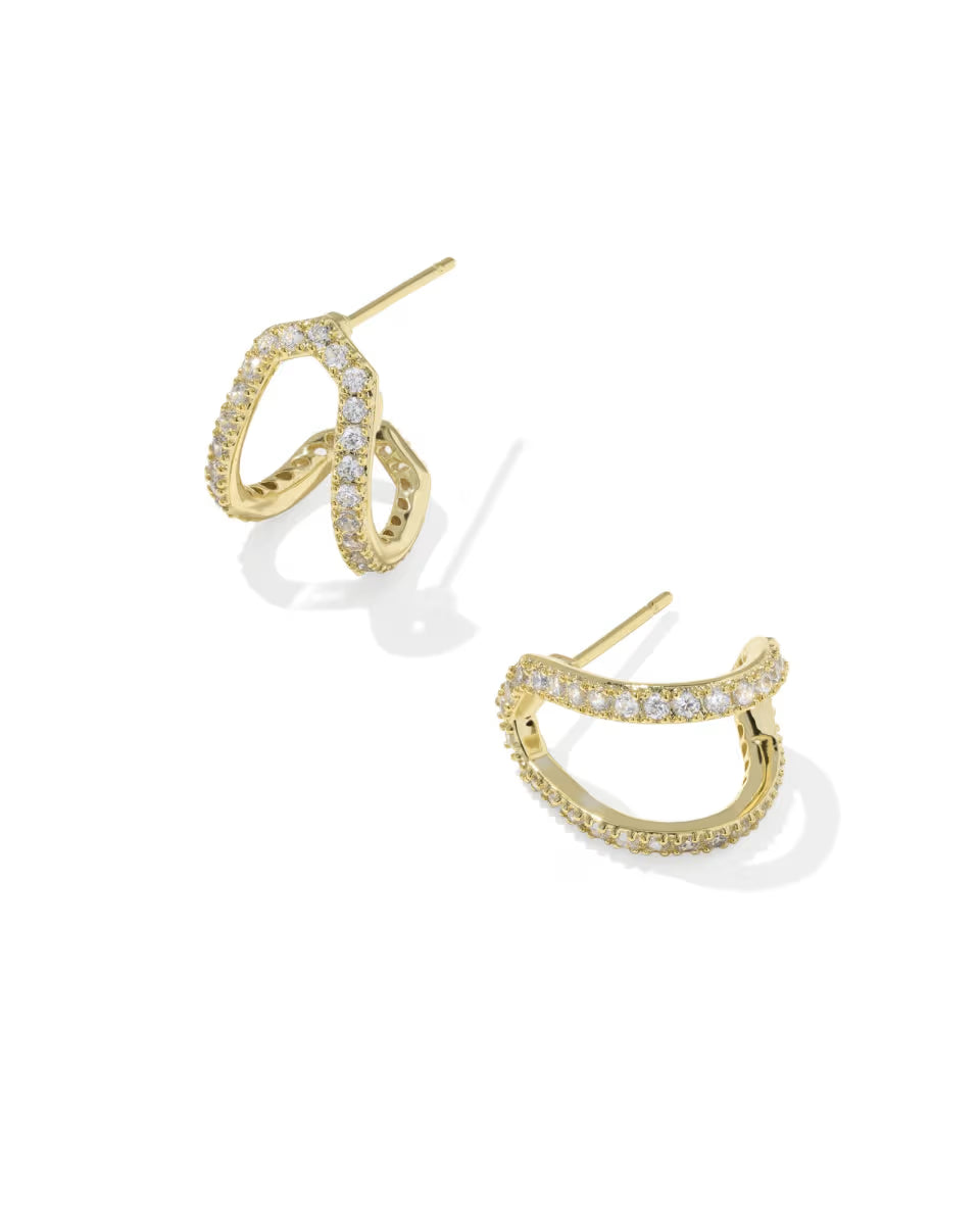 Kendra Scott Daphne Pave Huggie Earring Gold White CZ