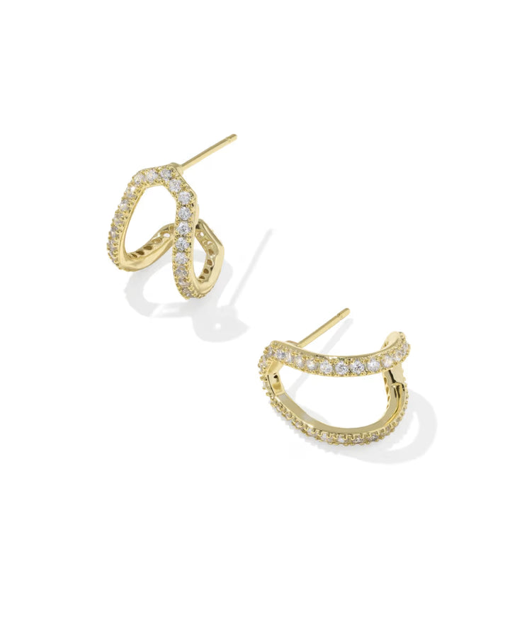 Kendra Scott Daphne Pave Huggie Earring Gold White CZ