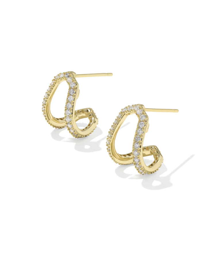 Kendra Scott Daphne Pave Huggie Earring Gold White CZ