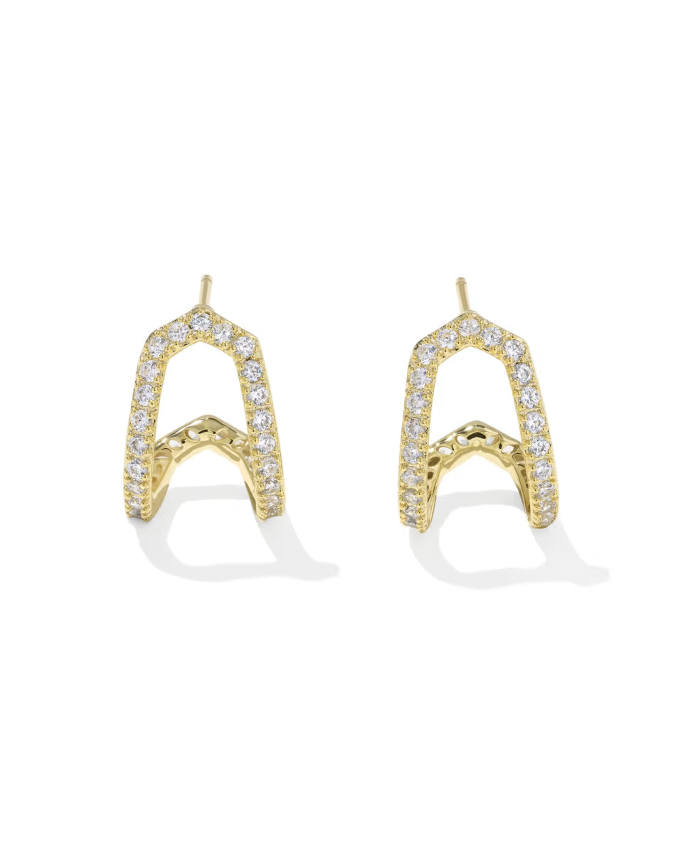 Kendra Scott Daphne Pave Huggie Earring Gold White CZ