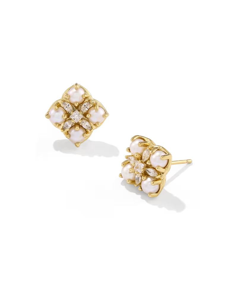 Kendra Scott Dira Pearl Stud Earrings Freshwater Pearl on Gold