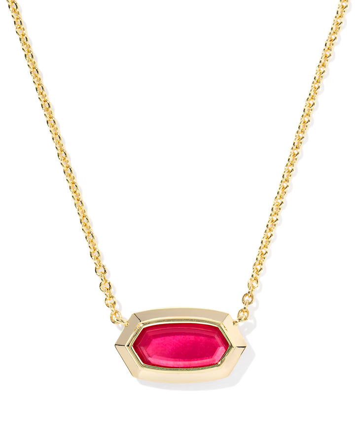 Kendra Scott Bezel Pendant Necklace Carmine Red on Gold