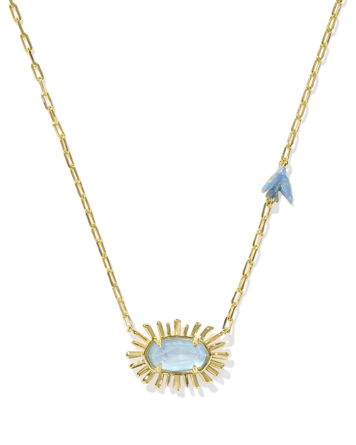 Kendra Scott Elisa Bird Necklace Sky Blue Illusion in Gold