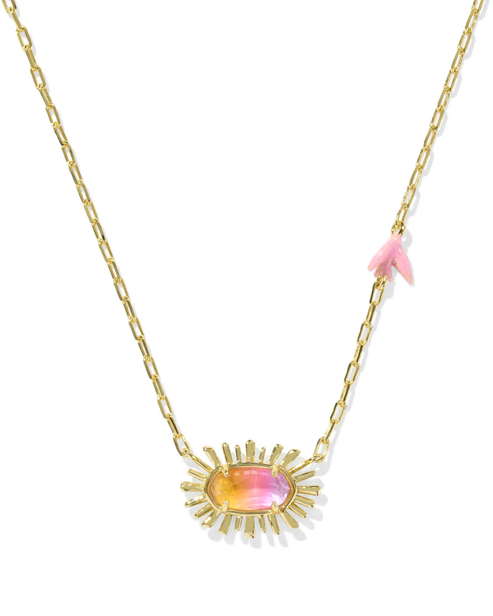 Elisa Bird Necklace Sunrise Watercolor in Gold