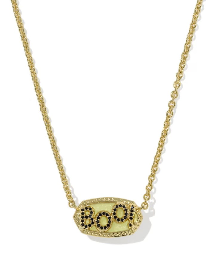 Elisa Boo Pendant Necklace in White Glow in the Dark on Gold