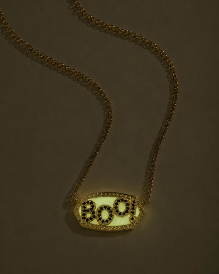 Elisa Boo Pendant Necklace in White Glow in the Dark on Gold