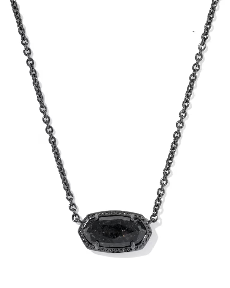 Elisa Boo Pendant Necklace in Black Granite on Gunmetal