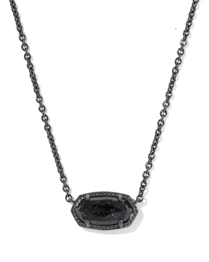 Elisa Boo Pendant Necklace in Black Granite on Gunmetal