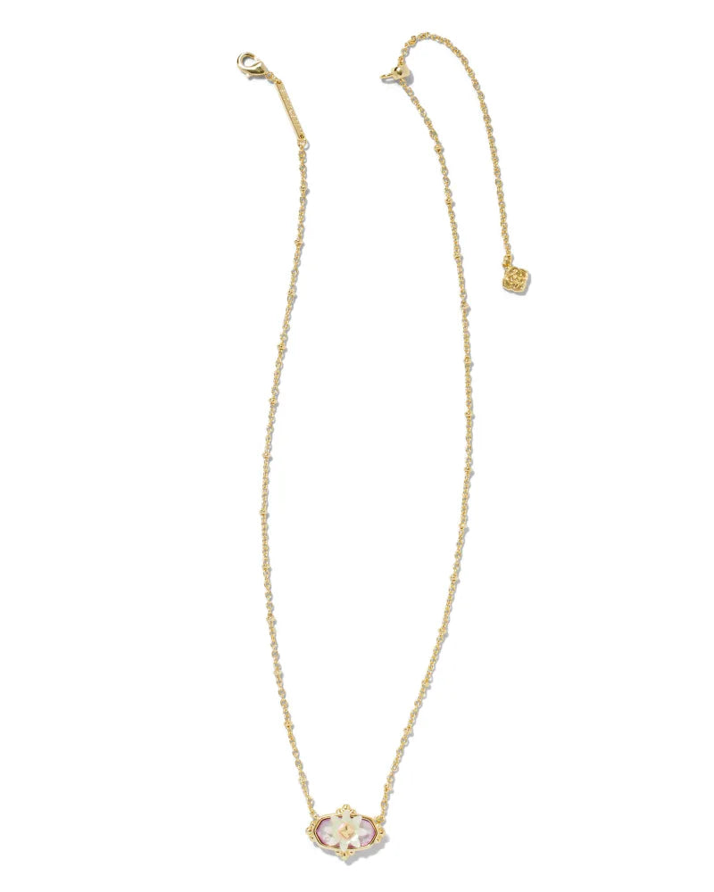 Kendra Scott Elisa Flower Framed Pendant Necklace Pastel Mix Gold