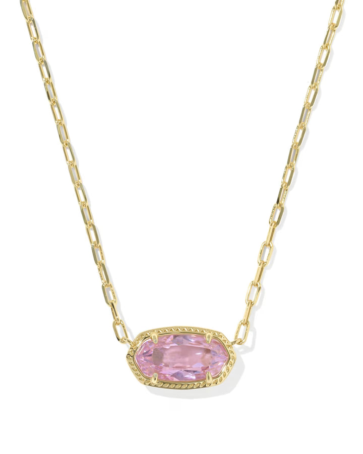 Kendra Scott Elisa Luxe Pendant Necklace Gold Light Pink CZ