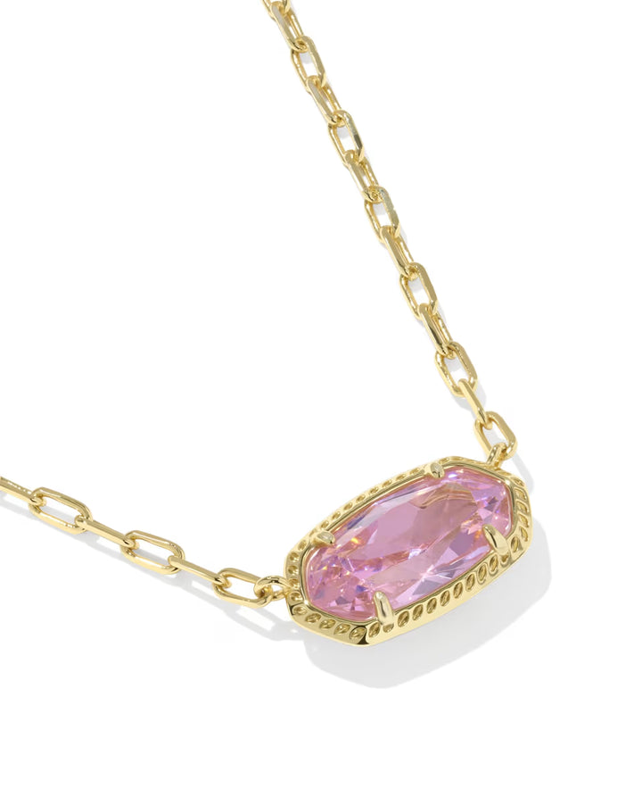 Kendra Scott Elisa Luxe Pendant Necklace Gold Light Pink CZ