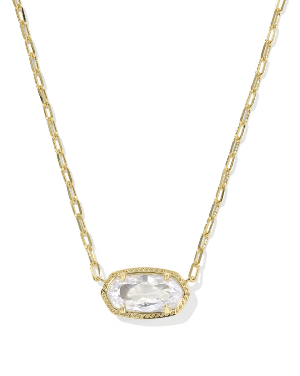 Kendra Scott Elisa Luxe Pendant Necklace Gold White CZ