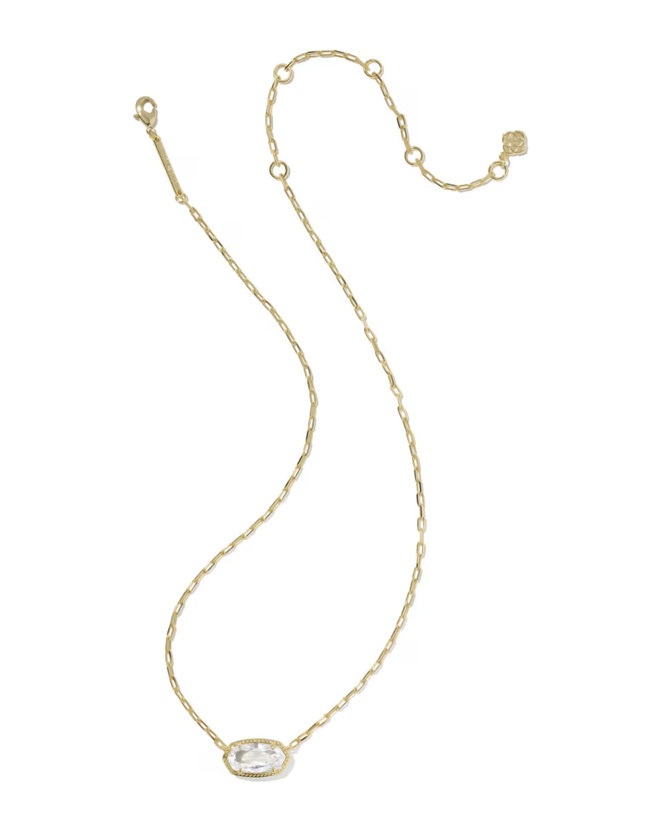 Kendra Scott Elisa Luxe Pendant Necklace Gold White CZ