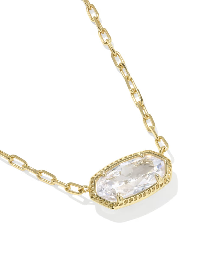 Kendra Scott Elisa Luxe Pendant Necklace Gold White CZ