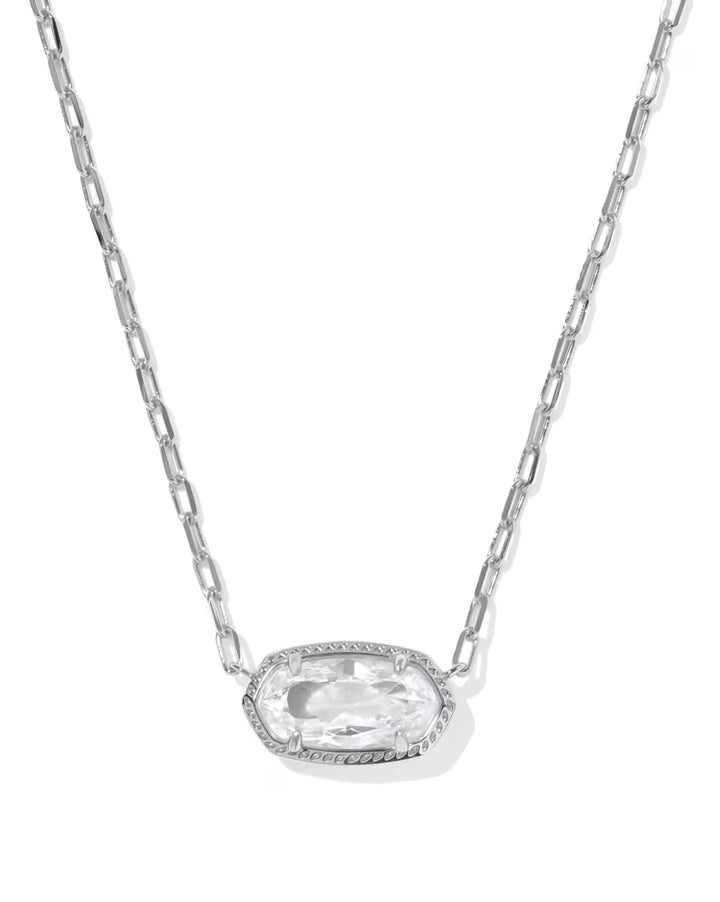 Kendra Scott Elisa Luxe Pendant Necklace Rhodium White CZ