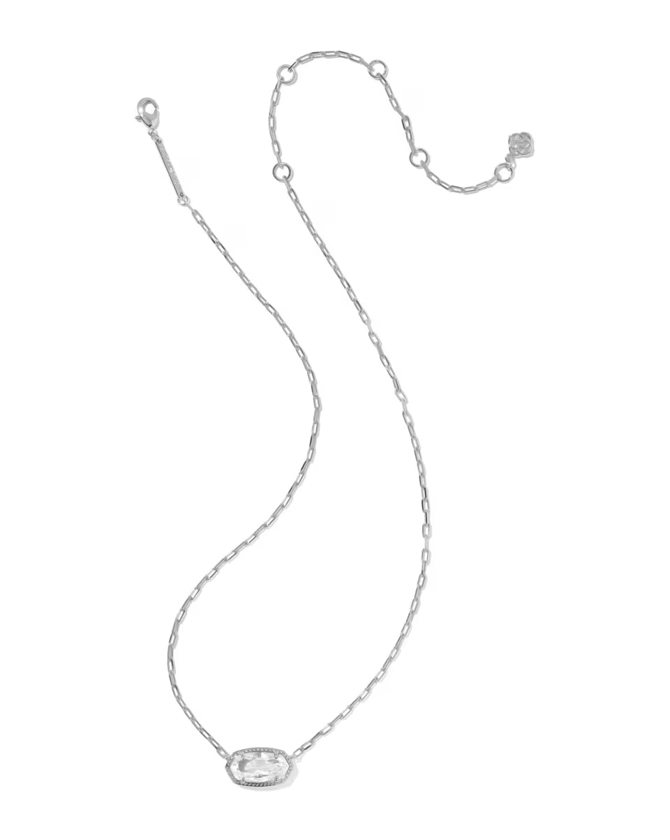 Kendra Scott Elisa Luxe Pendant Necklace Rhodium White CZ