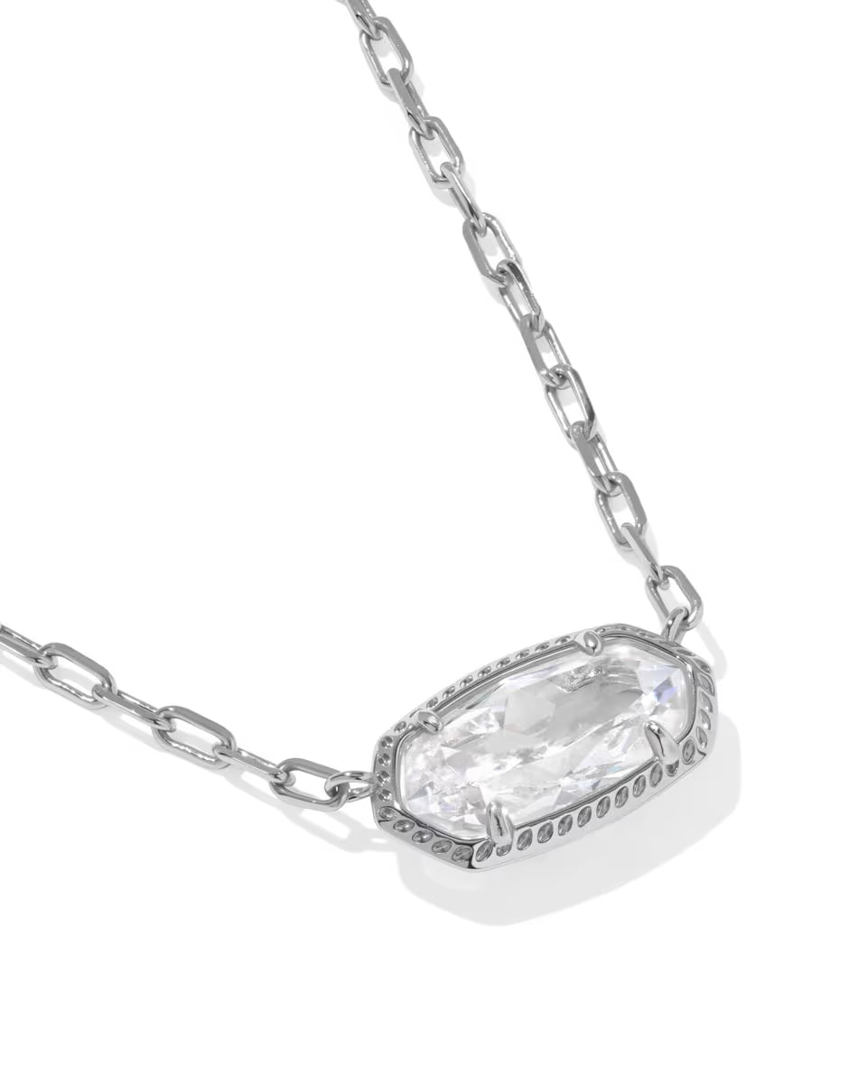 Kendra Scott Elisa Luxe Pendant Necklace Rhodium White CZ