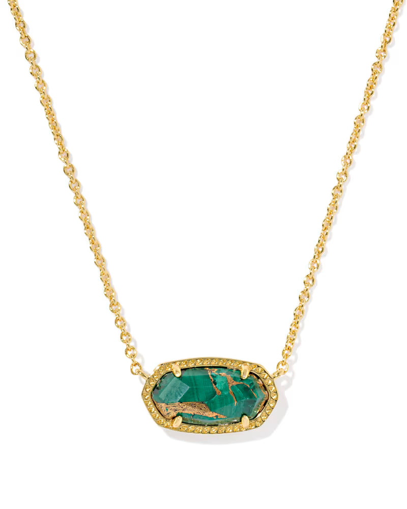 Kendra Scott Elisa Necklace Bronze Veined Malachite on Gold