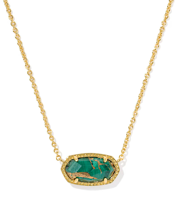 Kendra Scott Elisa Necklace Bronze Veined Malachite on Gold