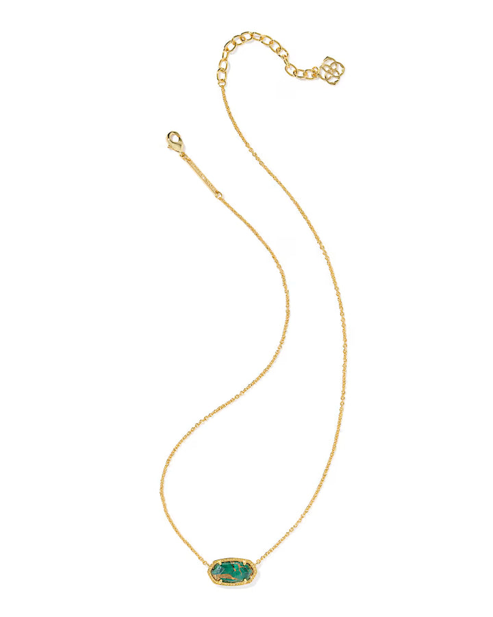 Kendra Scott Elisa Necklace Bronze Veined Malachite on Gold