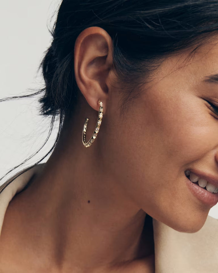 Kendra Scott Fate Hoop Earring Gold White CZ