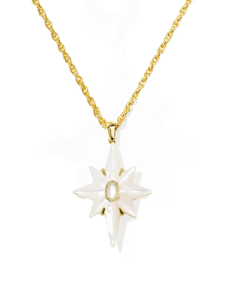 Kendra Scott Fate Star Pendant Necklace Gold White CZ