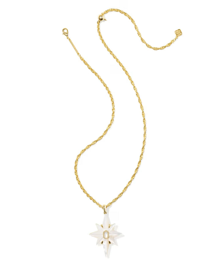 Kendra Scott Fate Star Pendant Necklace Gold White CZ