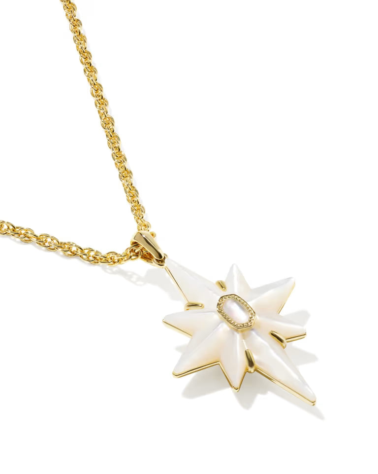 Kendra Scott Fate Star Pendant Necklace Gold White CZ