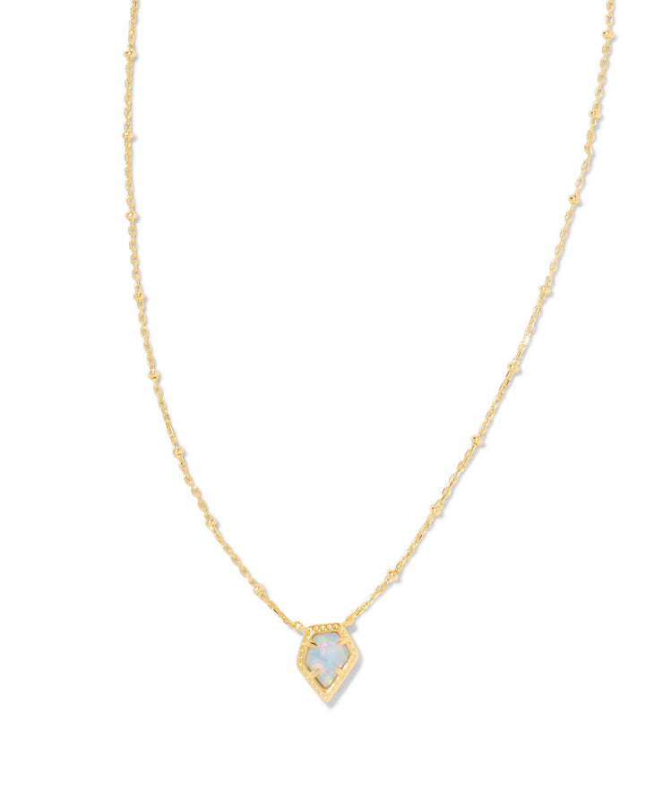 Kendra Scott Framed Tess Pendant Necklace Light Blue Opal in Gold
