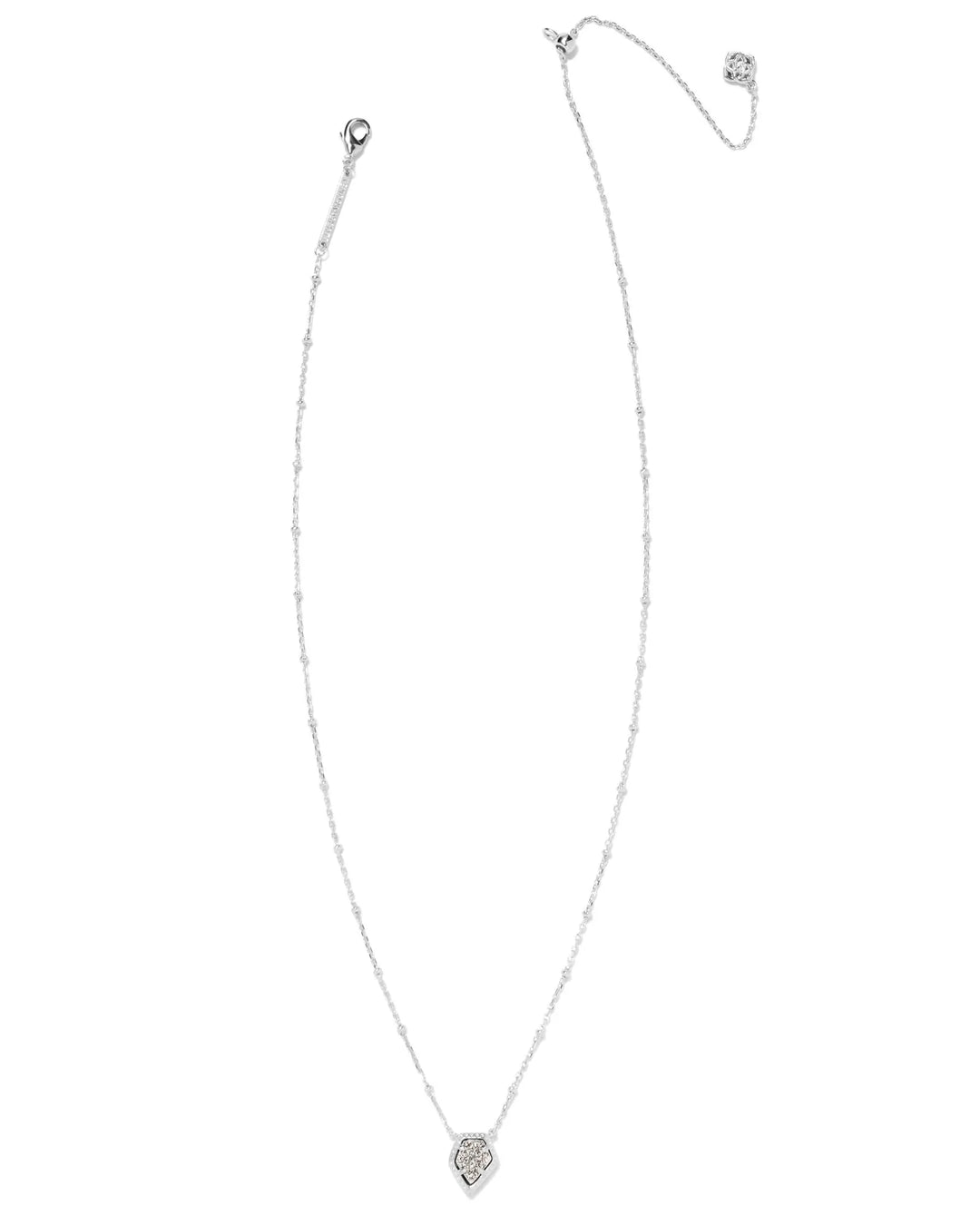 Kendra Scott Framed Tess Pendant Necklace Platinum Drusy in Rhodium