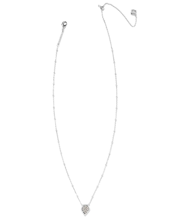 Kendra Scott Framed Tess Pendant Necklace Platinum Drusy in Rhodium