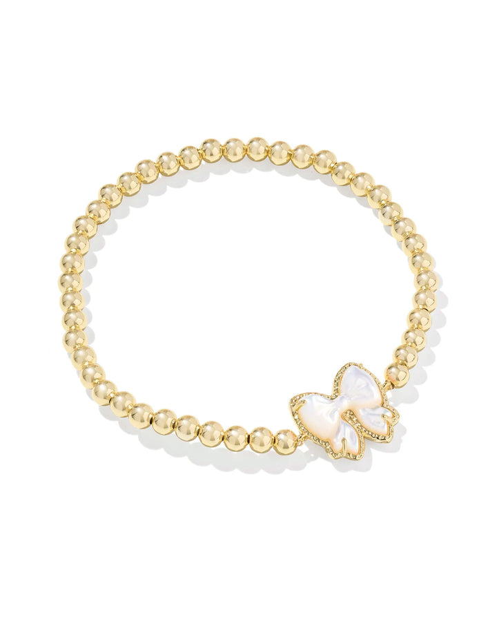 Kendra Scott Haley Bow Stretch Bracelet Gold Ivory Mother of Pearl