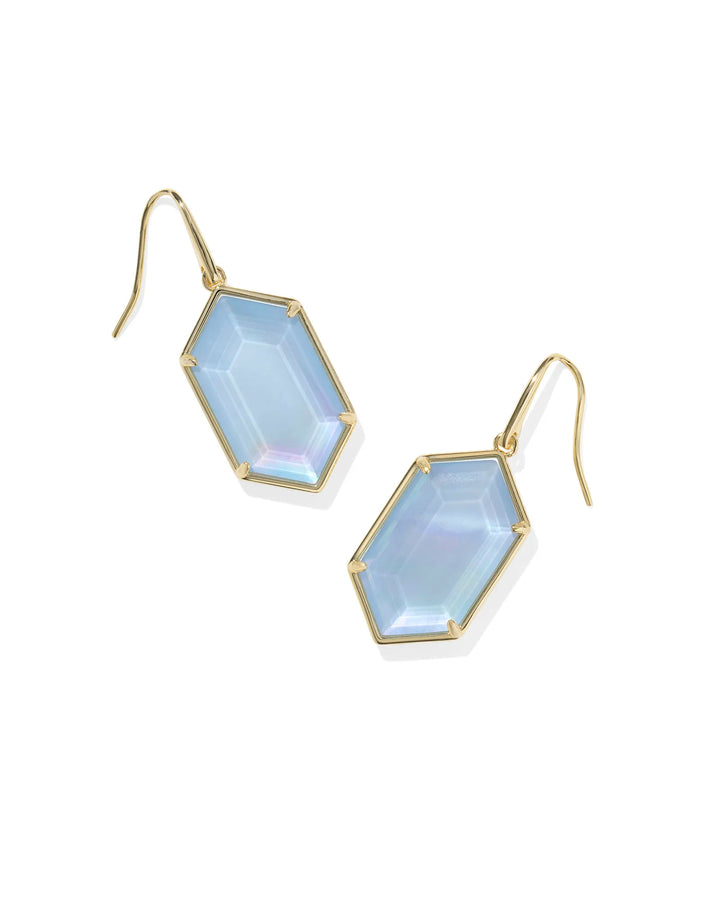 Kendra Scott Hallie Drop Earring in Sky Blue Mother of Pearl on Gold