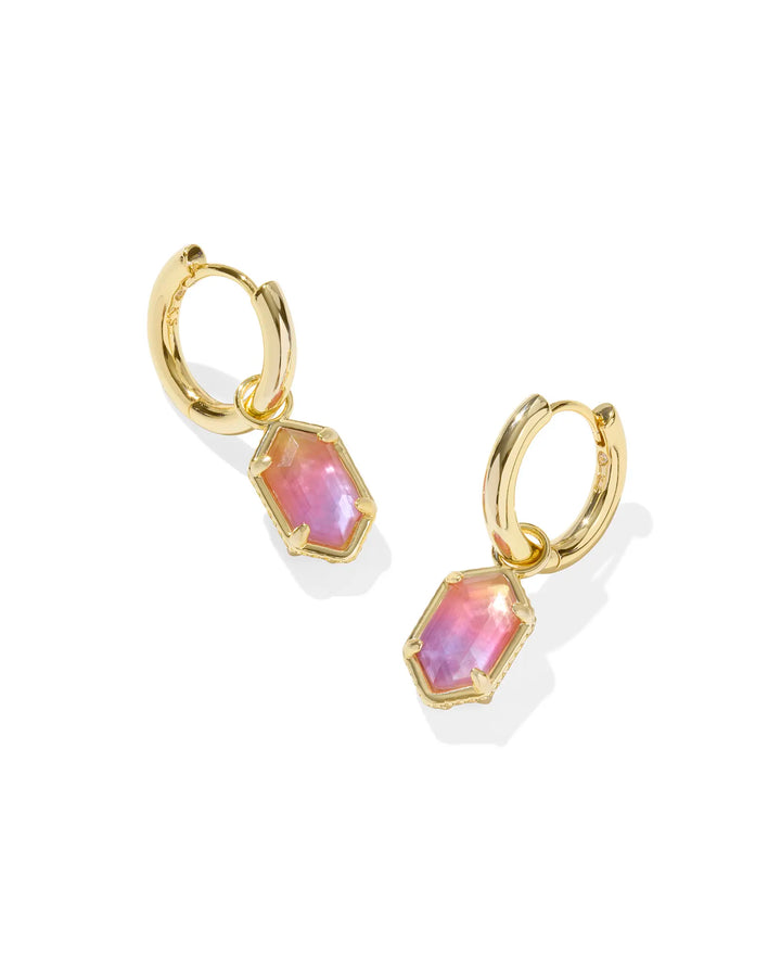 Kendra Scott Hallie Huggie Earring in Sunrise Azelea on Gold