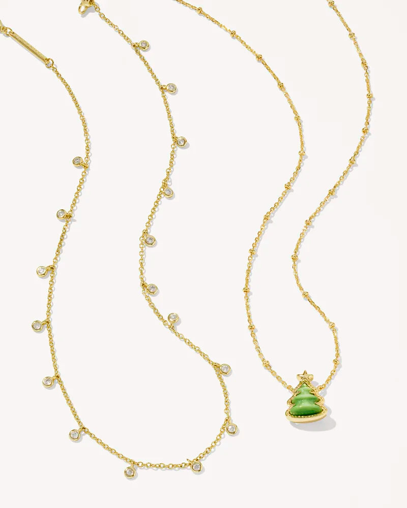 Kendra Scott Holiday Tee Pendant Necklace in Green Quartzite