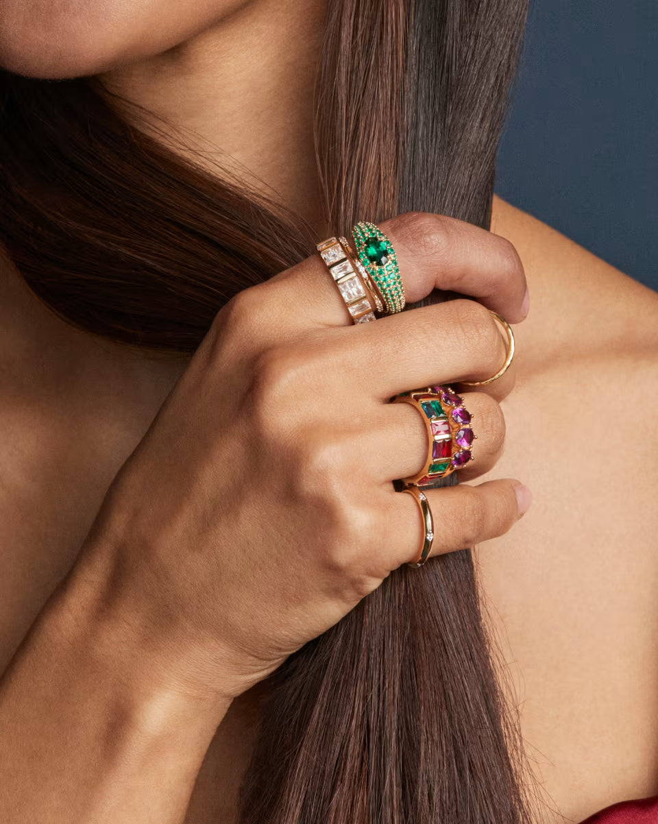 Kendra Scott Jamie Band Ring White Crystal on Gold