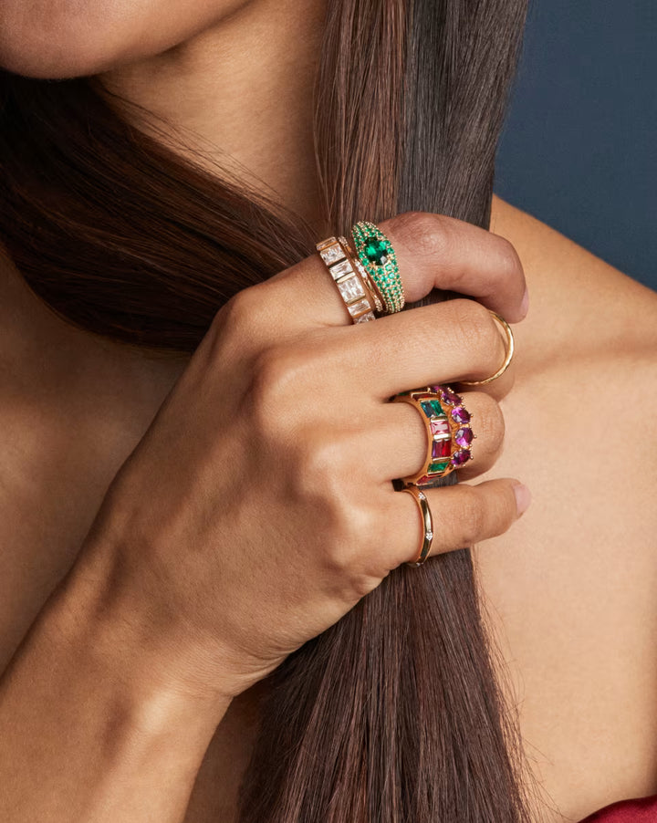 Kendra Scott Jamie Band Ring White Crystal on Gold