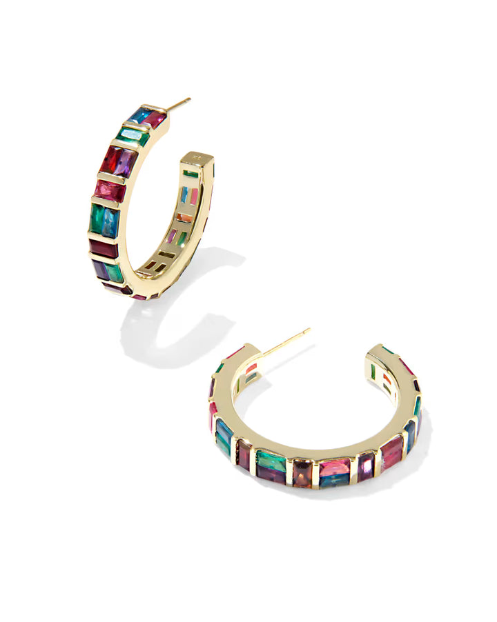 Kendra Scott Jamie Hoop Earring Multi Crystal on Gold