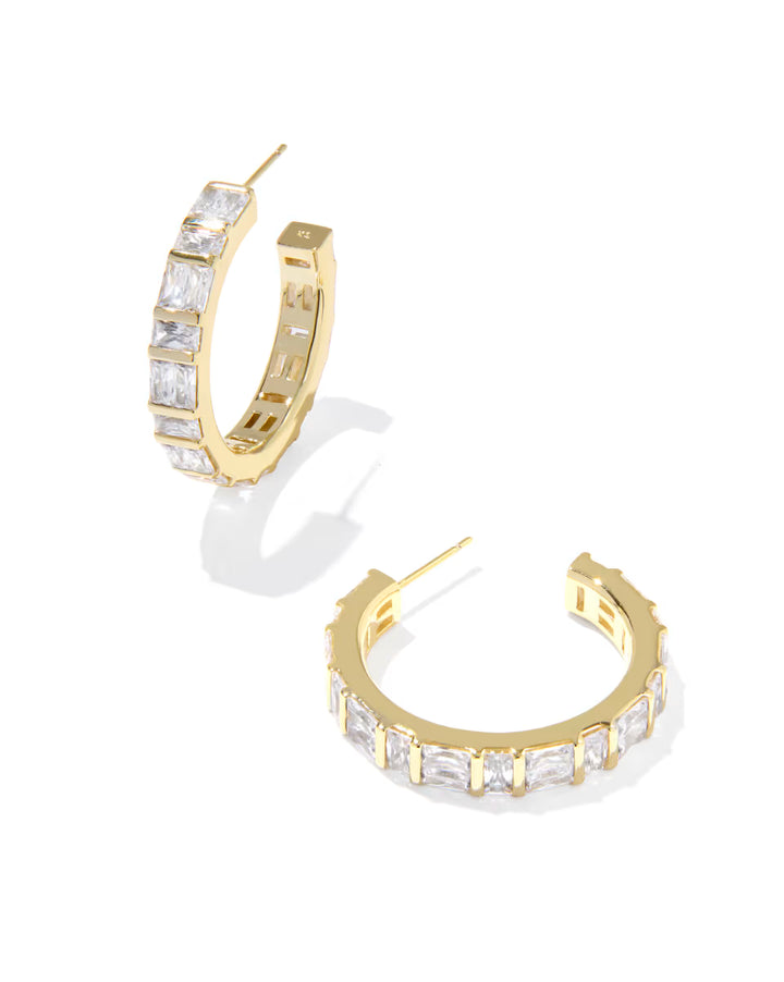 Kendra Scott Jamie Hoop Earring White Crystal on Gold