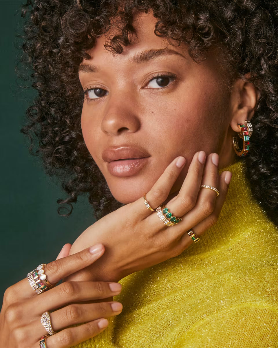 Kendra Scott Jamie Huggie Earrings White Crystal on Gold