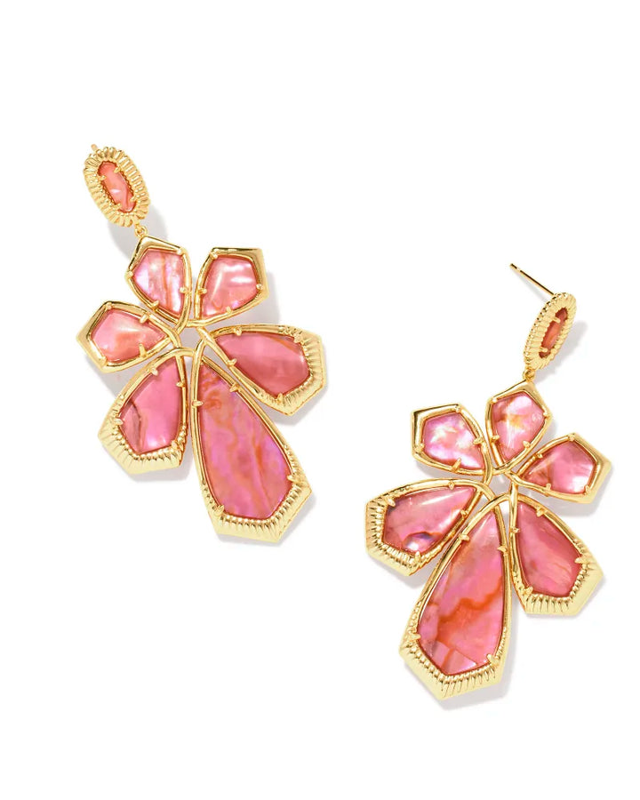 Kendra Scott Layne Statement Earring in Light Pink Iridescent Abalone Gold