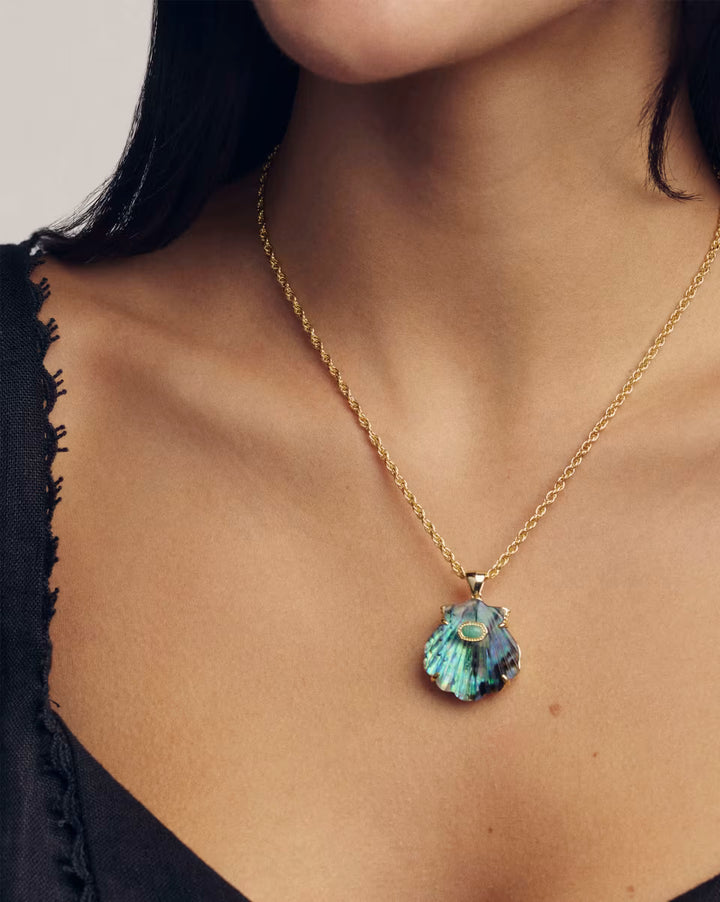 Kendra Scott Lucia Shell Pendant Necklace Iridescent Abalone on Gold