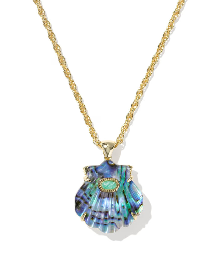 Kendra Scott Lucia Shell Pendant Necklace Iridescent Abalone on Gold