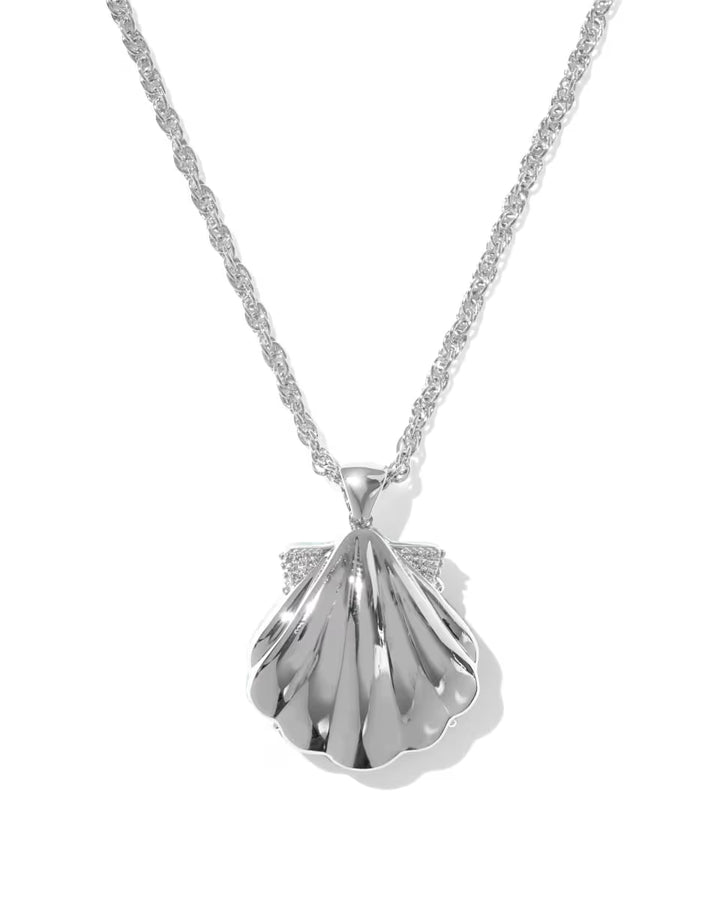 Kendra Scott Lucia Shell Pendant Necklace in Sea Green on Rhodium
