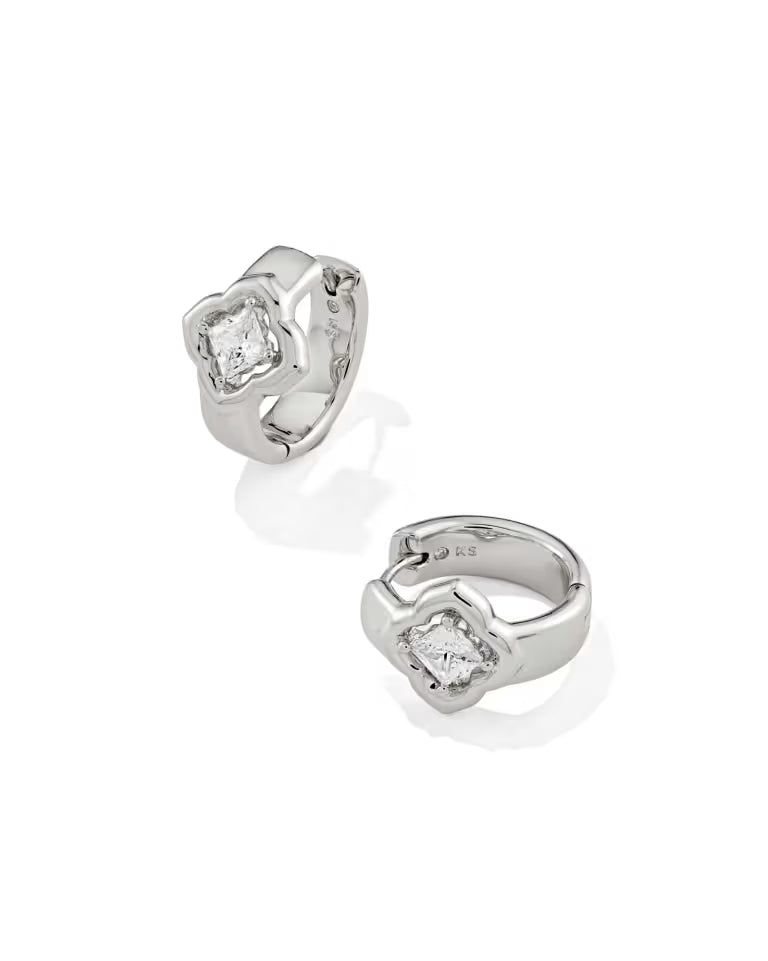 Kendra Scott Mallory Crystal Huggie Earrings on Silver